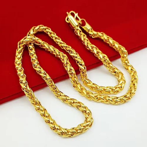 24K Gold, AU999 Real Gold Necklace for Men'S and Women'S Gold Fashionable Jewelry, Hollow Thai Chain